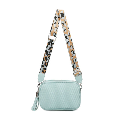 Small Quilted Cross Body Shoulder Bag with Canvas Strap - Sleek Styles