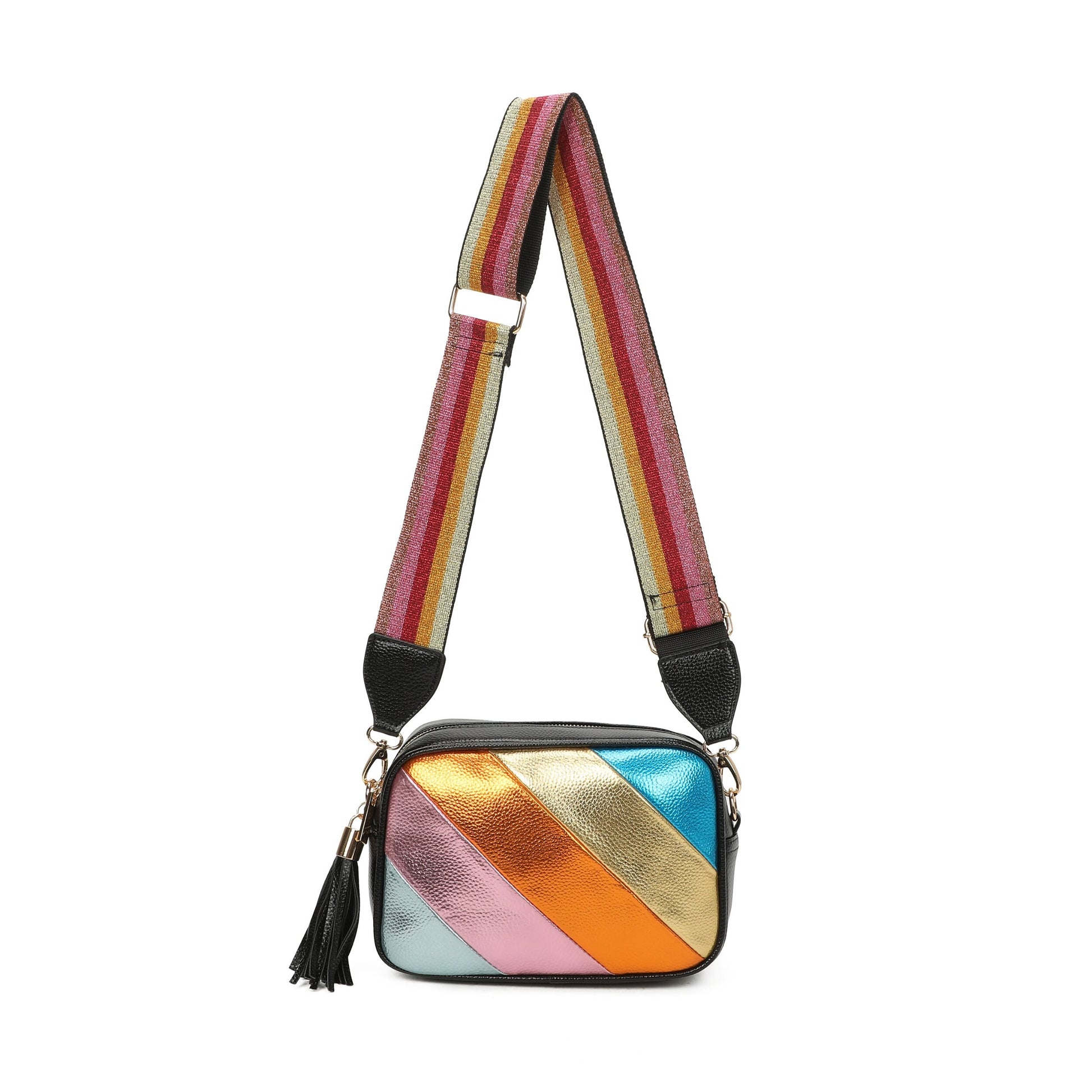 Metallic Stripes Crossbody Bag - Sleek Styles