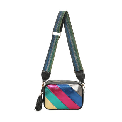 Metallic Stripes Crossbody Bag - Sleek Styles