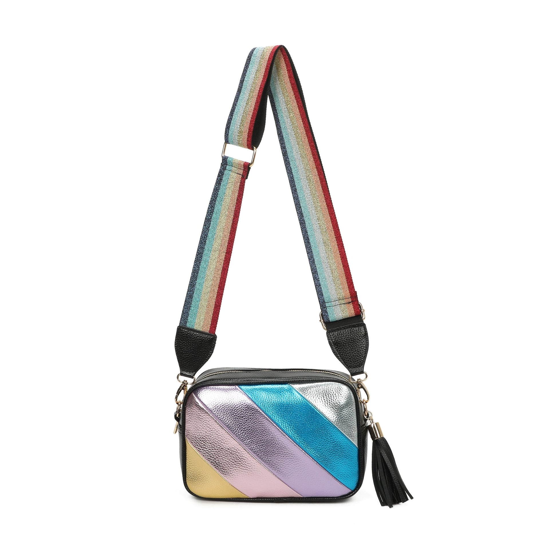 Metallic Stripes Crossbody Bag - Sleek Styles