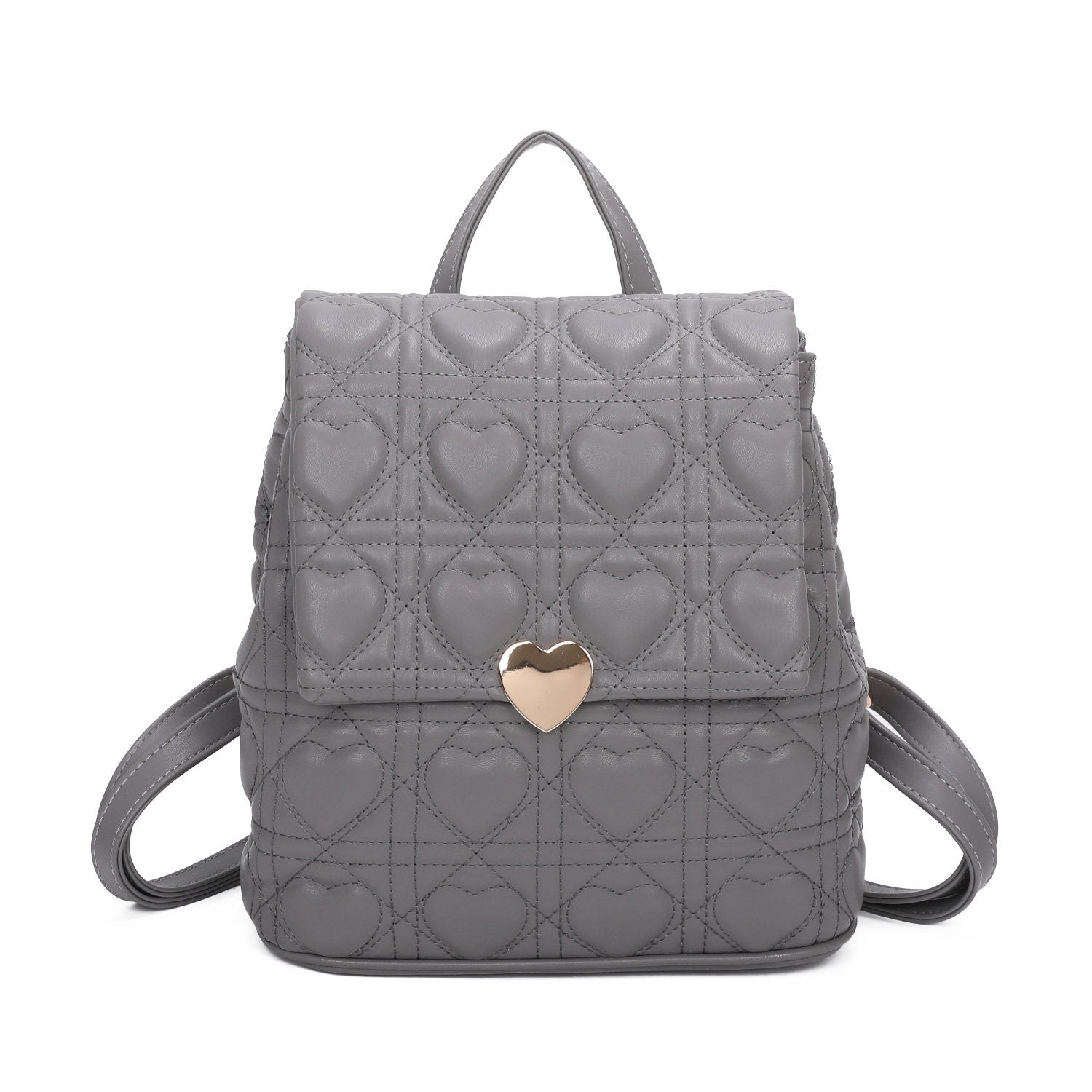 Top Grab Handle Ladies Quilted Heart Pattern Gym Travel Backpack Handbag - Sleek Styles