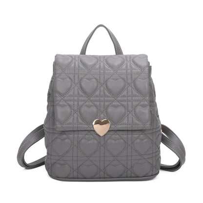 Top Grab Handle Ladies Quilted Heart Pattern Gym Travel Backpack Handbag - Sleek Styles
