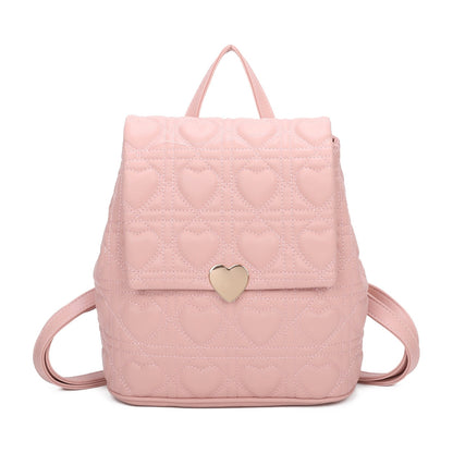 Top Grab Handle Ladies Quilted Heart Pattern Gym Travel Backpack Handbag - Sleek Styles
