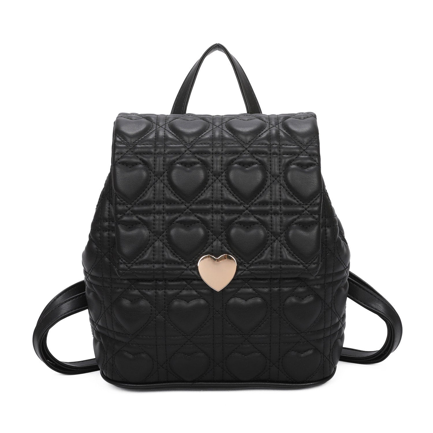 Top Grab Handle Ladies Quilted Heart Pattern Gym Travel Backpack Handbag - Sleek Styles