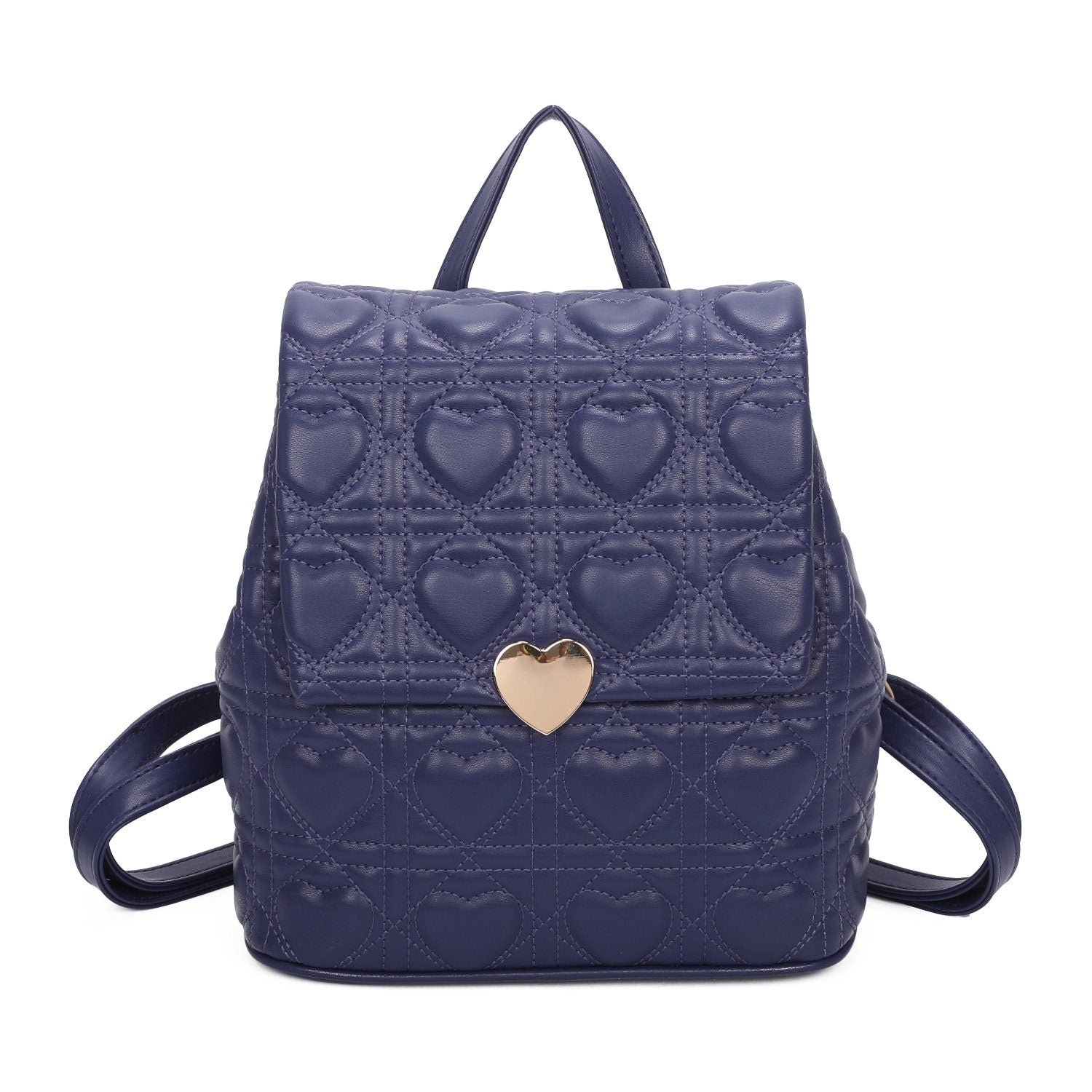 Top Grab Handle Ladies Quilted Heart Pattern Gym Travel Backpack Handbag - Sleek Styles