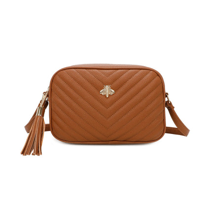 Quilted Bee Decoration Crossbody Bag - Sleek Styles