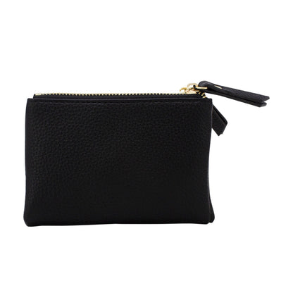 Small Folded Purse with Double Zippers - Sleek Styles