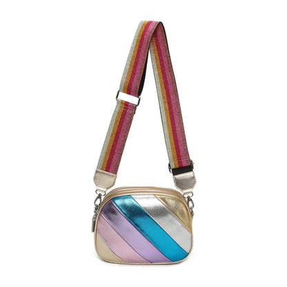 Metallic Stripes Crossbody Bag - Sleek Styles