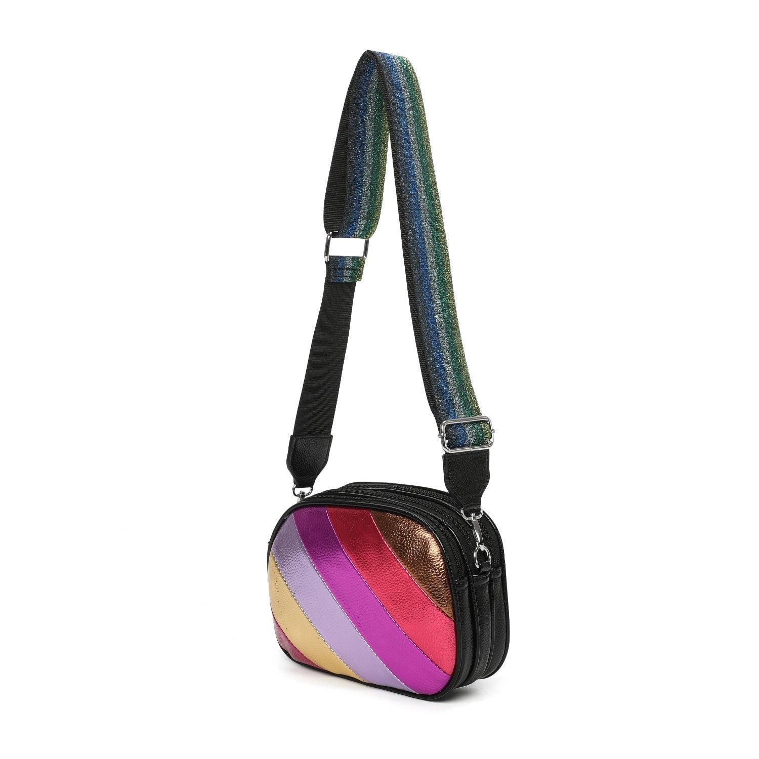 Metallic Stripes Crossbody Bag - Sleek Styles