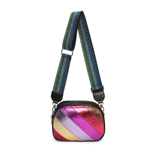 Metallic Stripes Crossbody Bag - Sleek Styles