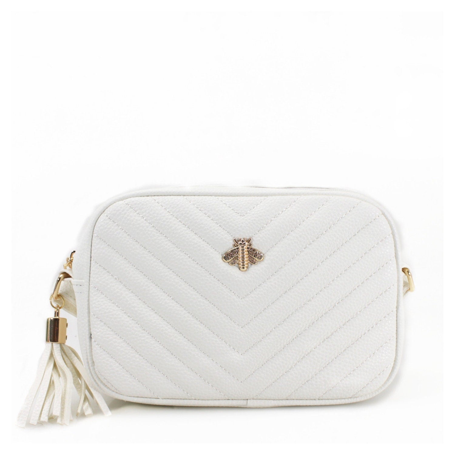 Quilted Bee Decoration Crossbody Bag - Sleek Styles