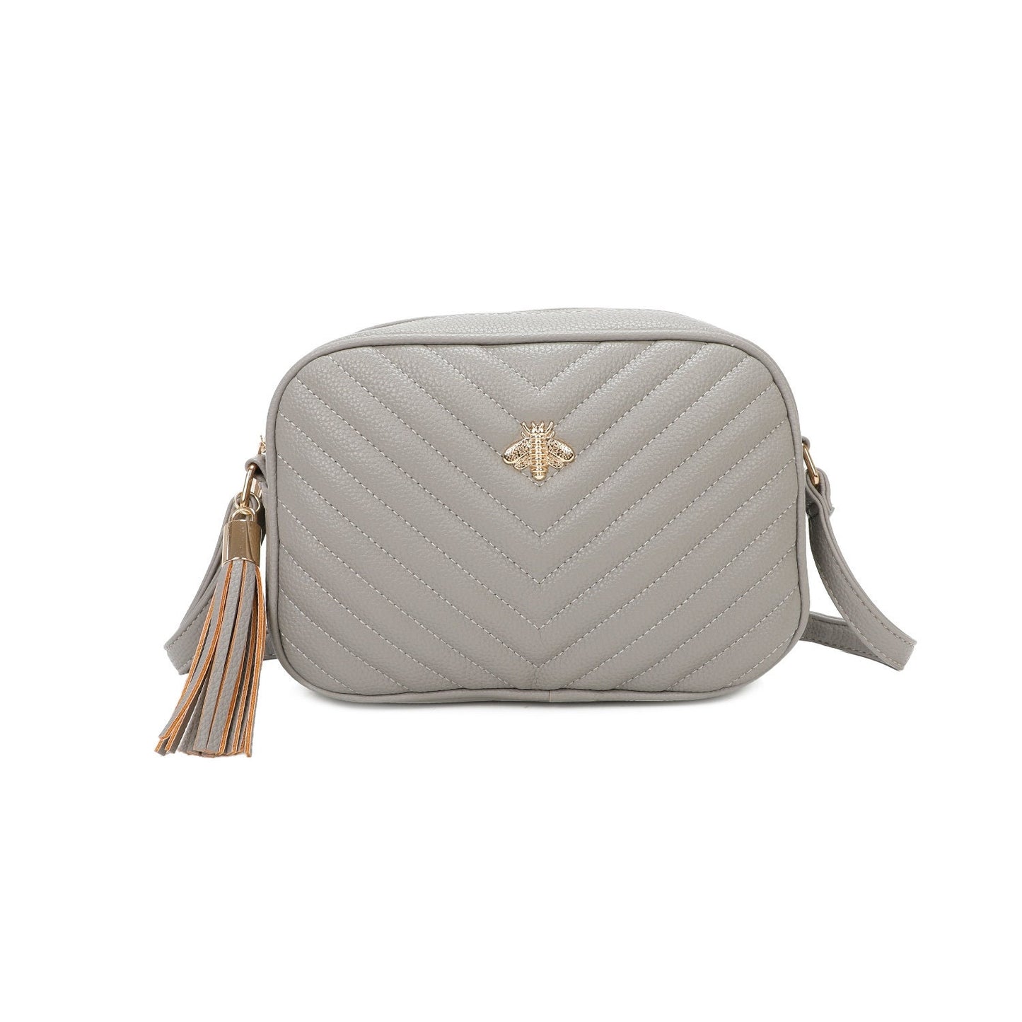 Quilted Bee Decoration Crossbody Bag - Sleek Styles