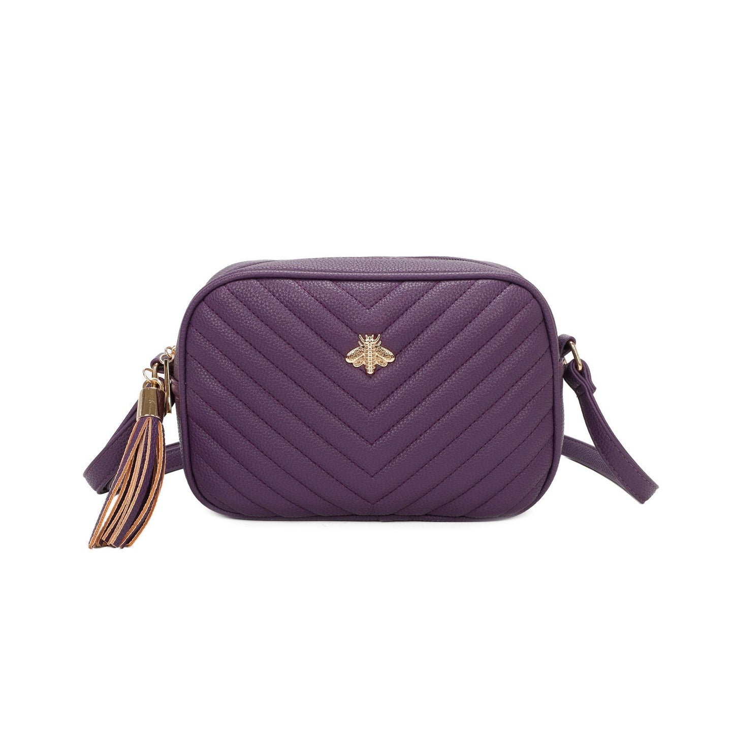 Quilted Bee Decoration Crossbody Bag - Sleek Styles