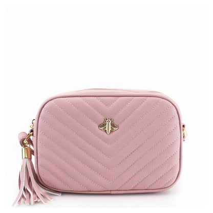 Quilted Bee Decoration Crossbody Bag - Sleek Styles