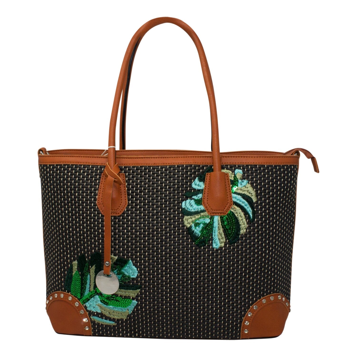 Wicker Stitch Straw Beach Bag Tote Bag Large - Sleek Styles