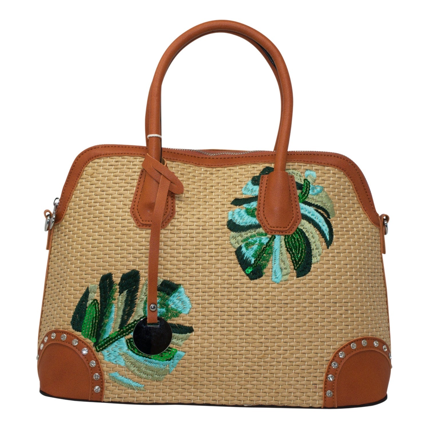 Wicker Stitched Straw Beach Bag Tote Bag Medium - Sleek Styles