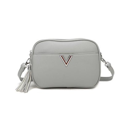 V Logo Small Crossbody Bag With Tassels - Sleek Styles