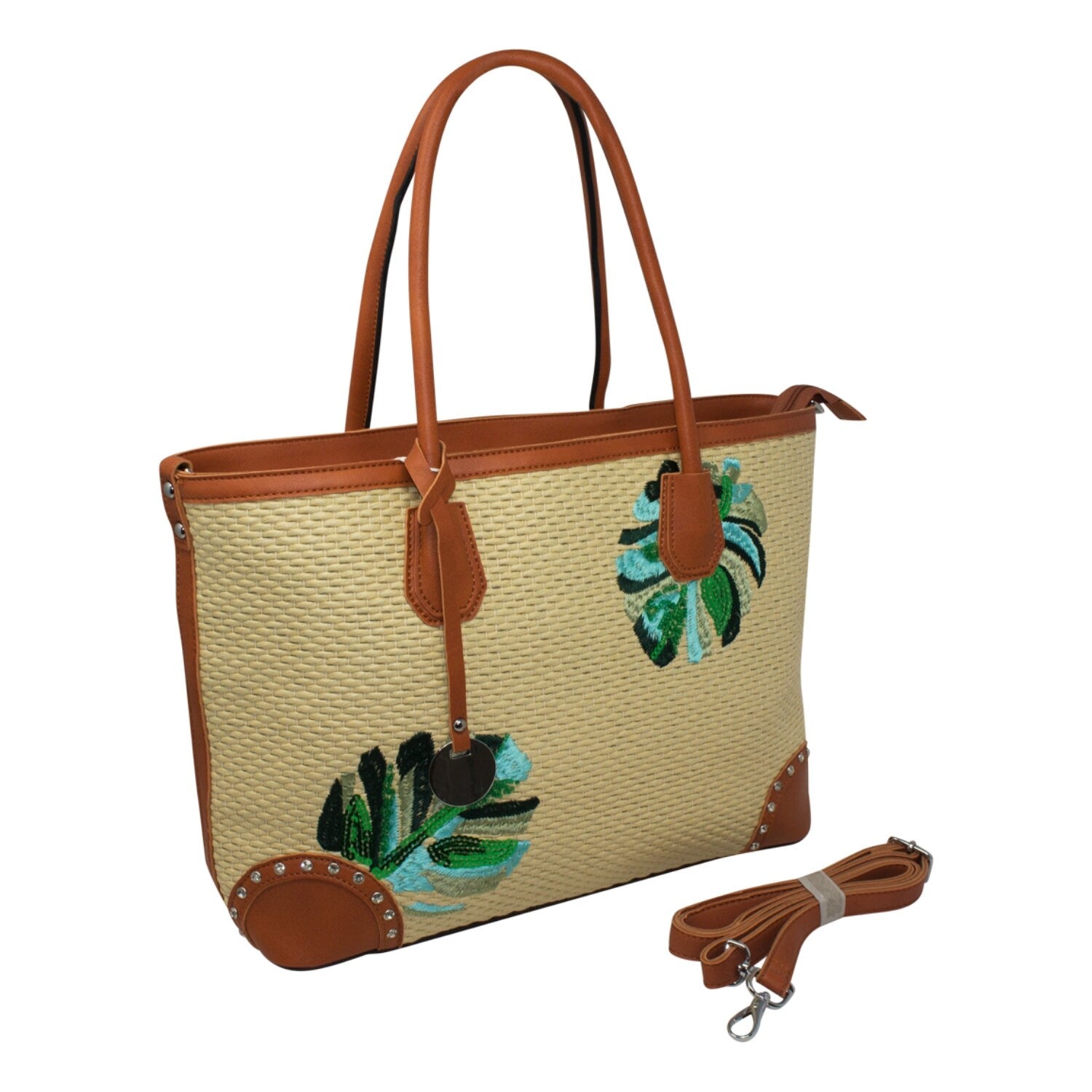 Wicker Stitch Straw Beach Bag Tote Bag Large - Sleek Styles