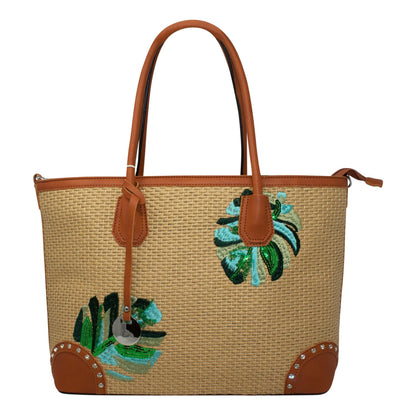 Wicker Stitch Straw Beach Bag Tote Bag Large - Sleek Styles