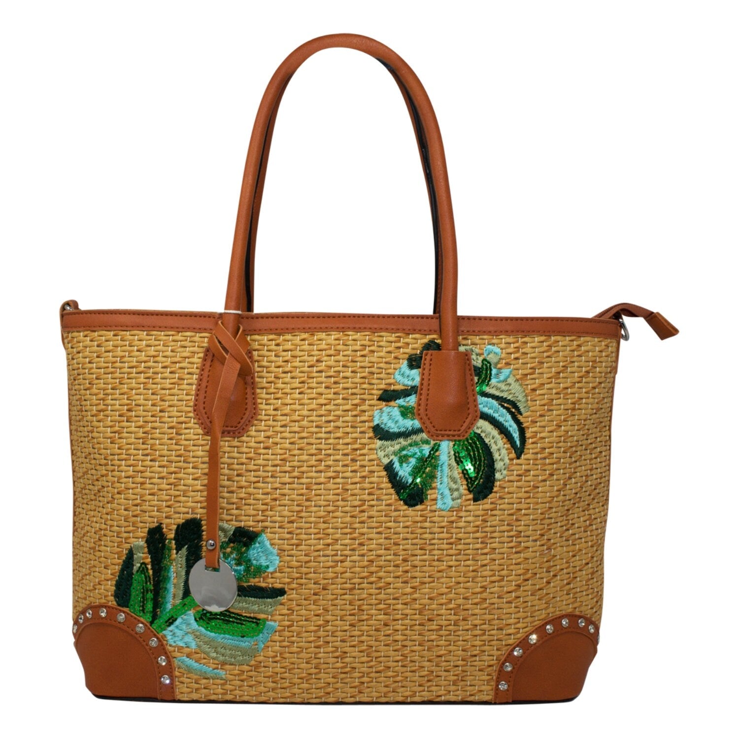 Wicker Stitch Straw Beach Bag Tote Bag Large - Sleek Styles