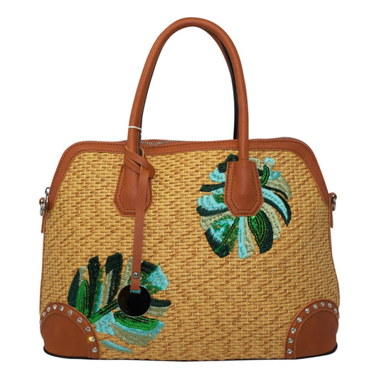 Wicker Stitched Straw Beach Bag Tote Bag Medium - Sleek Styles