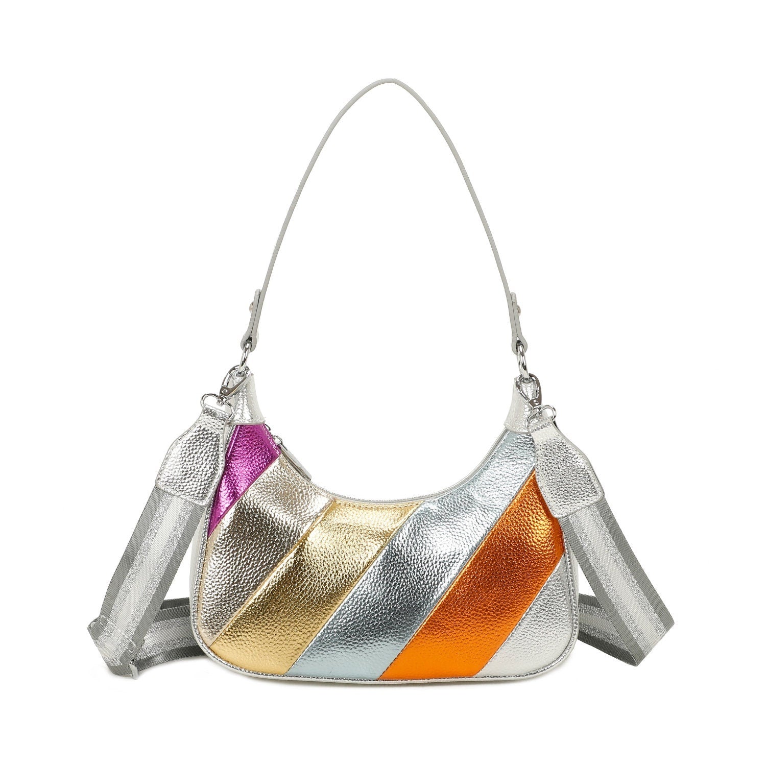 Metallic Stripes Shoulder Bag - Sleek Styles