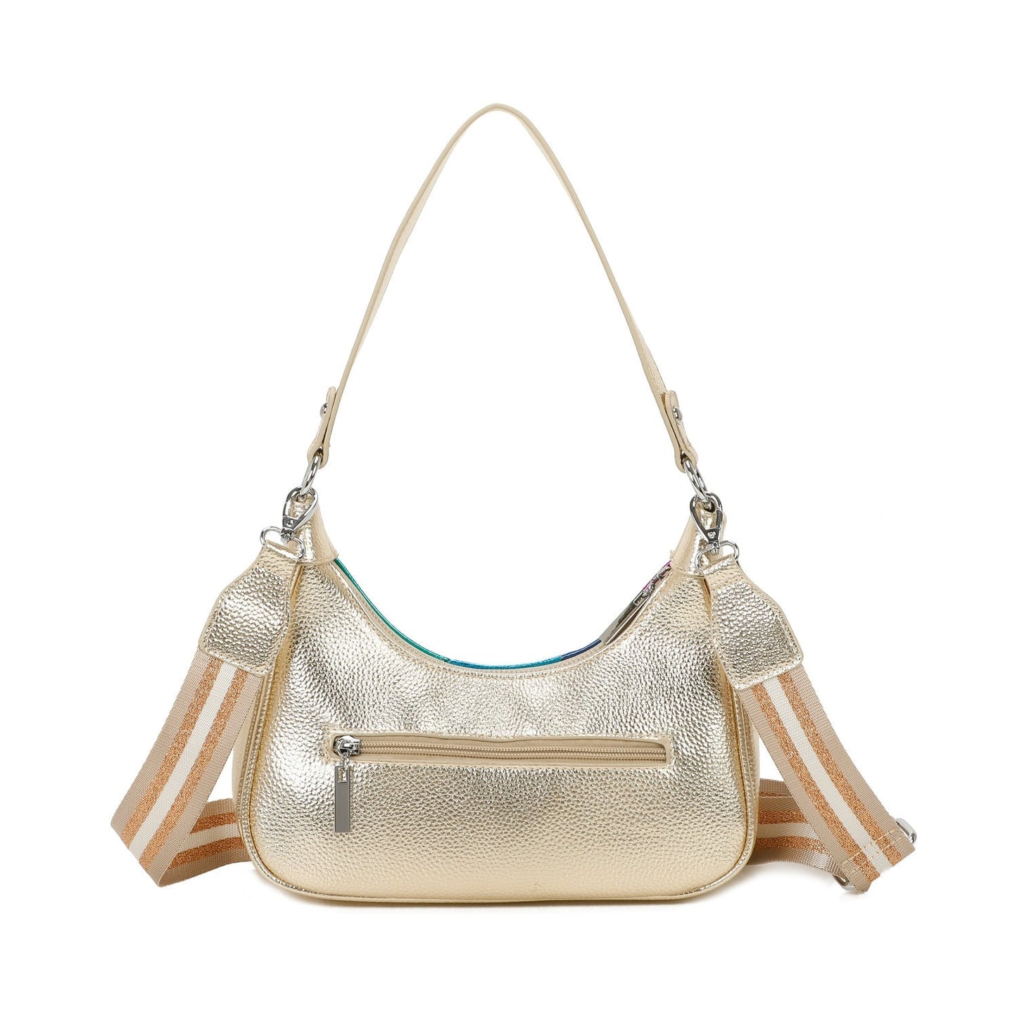 Metallic Stripes Shoulder Bag - Sleek Styles