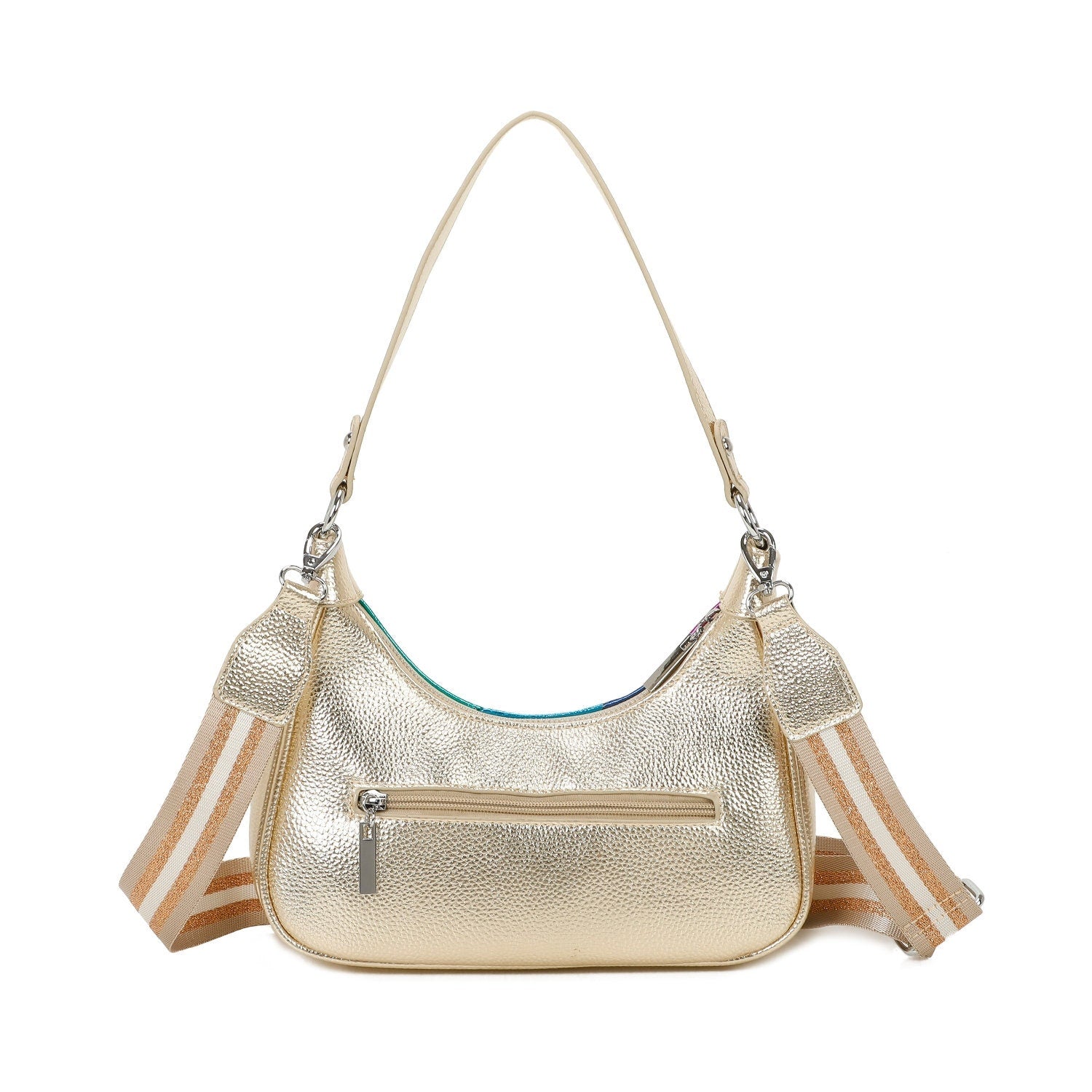 Metallic Stripes Shoulder Bag - Sleek Styles