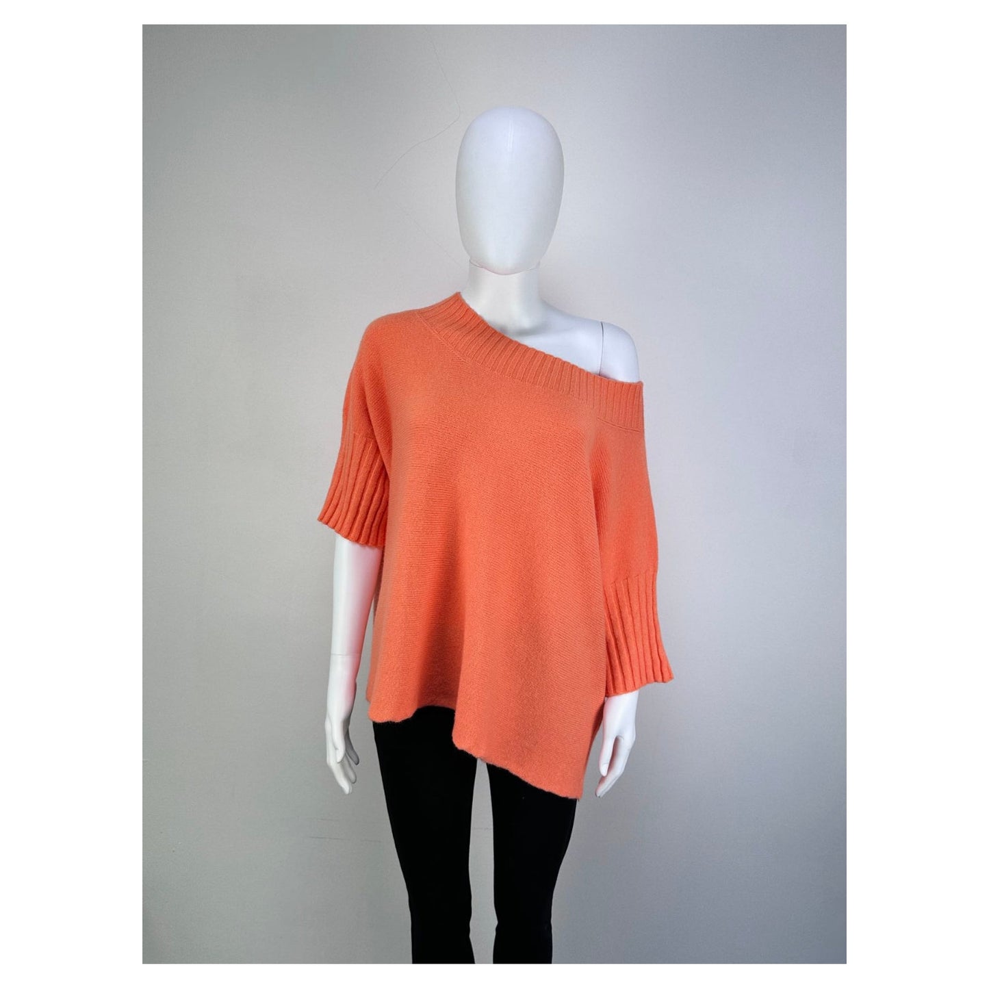 Made in Italy Drop Shoulder Relaxed Top Jumper with Midi Sleeve One Size 8-16 - Sleek Styles