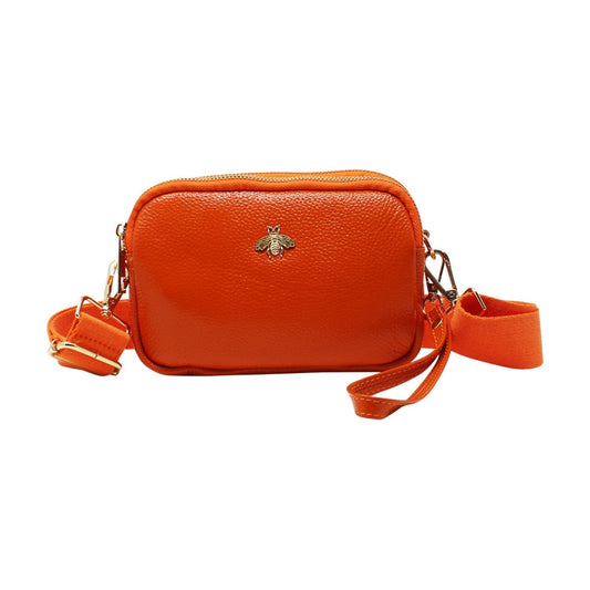 Tri-Zip Leather Clutch Bee Bag with Crossbody Strap - Sleek Styles