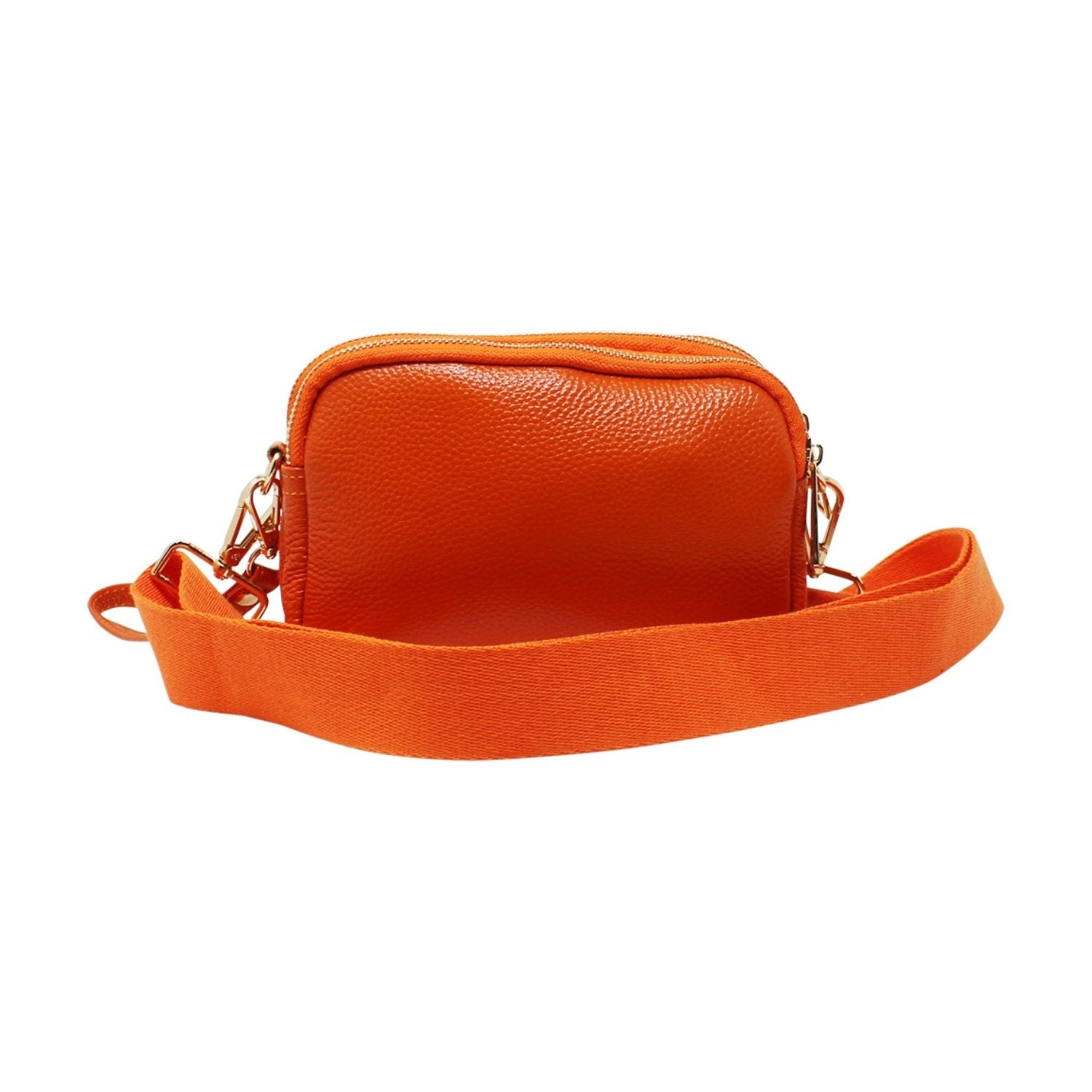 Tri-Zip Leather Clutch Bee Bag with Crossbody Strap - Sleek Styles