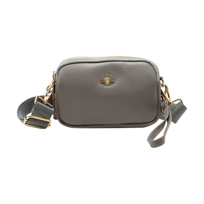 Tri-Zip Leather Clutch Bee Bag with Crossbody Strap - Sleek Styles