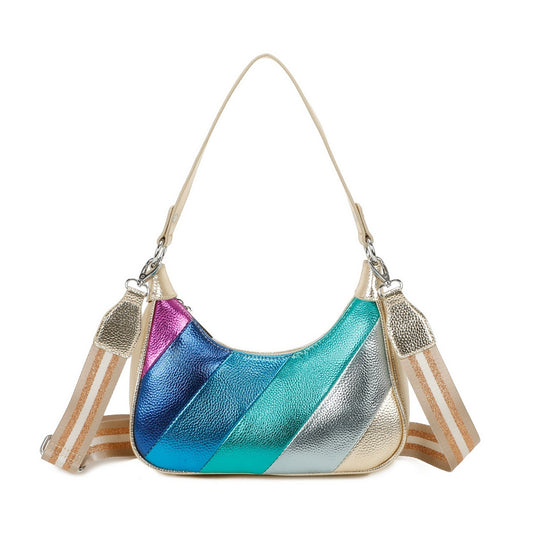 Metallic Stripes Shoulder Bag - Sleek Styles