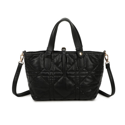 Quilted Grab Handle Ladies Bag Detachable Crossbody Strap Shoulder Handbag - Sleek Styles