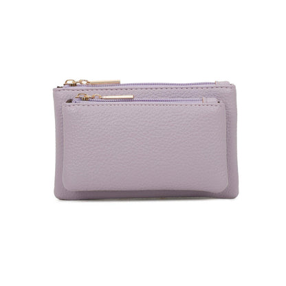 Women Double Mini Wallet With Zip - Sleek Styles