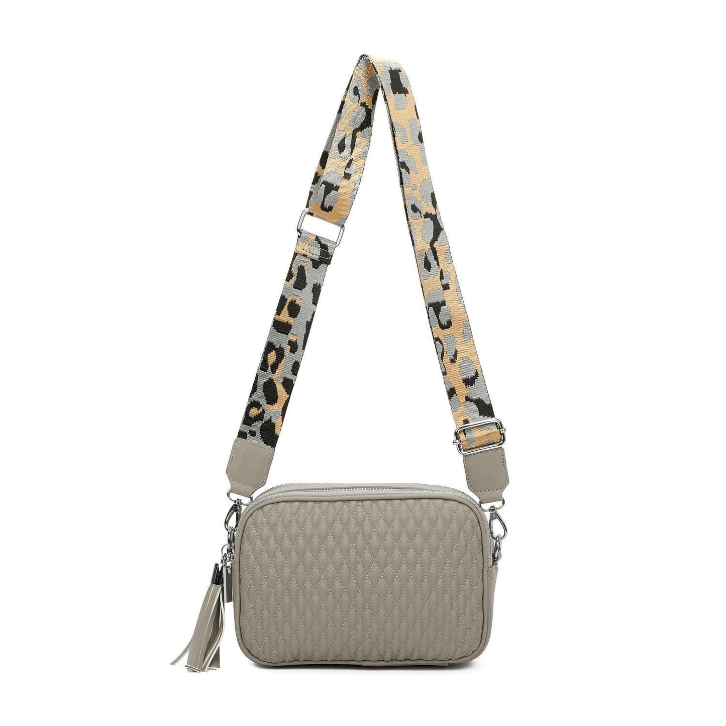 Small Quilted Cross Body Shoulder Bag with Canvas Strap - Sleek Styles