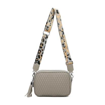 Small Quilted Cross Body Shoulder Bag with Canvas Strap - Sleek Styles