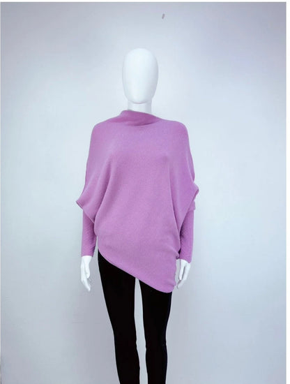 Made in italy ladies Soft Knit Asymmetric Jumper One Size 8-16 - Sleek Styles