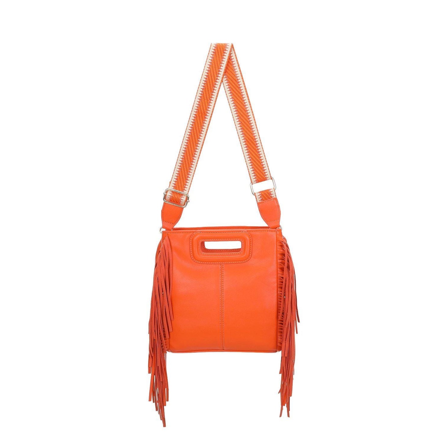 Classic Fringe Tassel Clasp Shoulder Bag With Colourful Strap - Sleek Styles