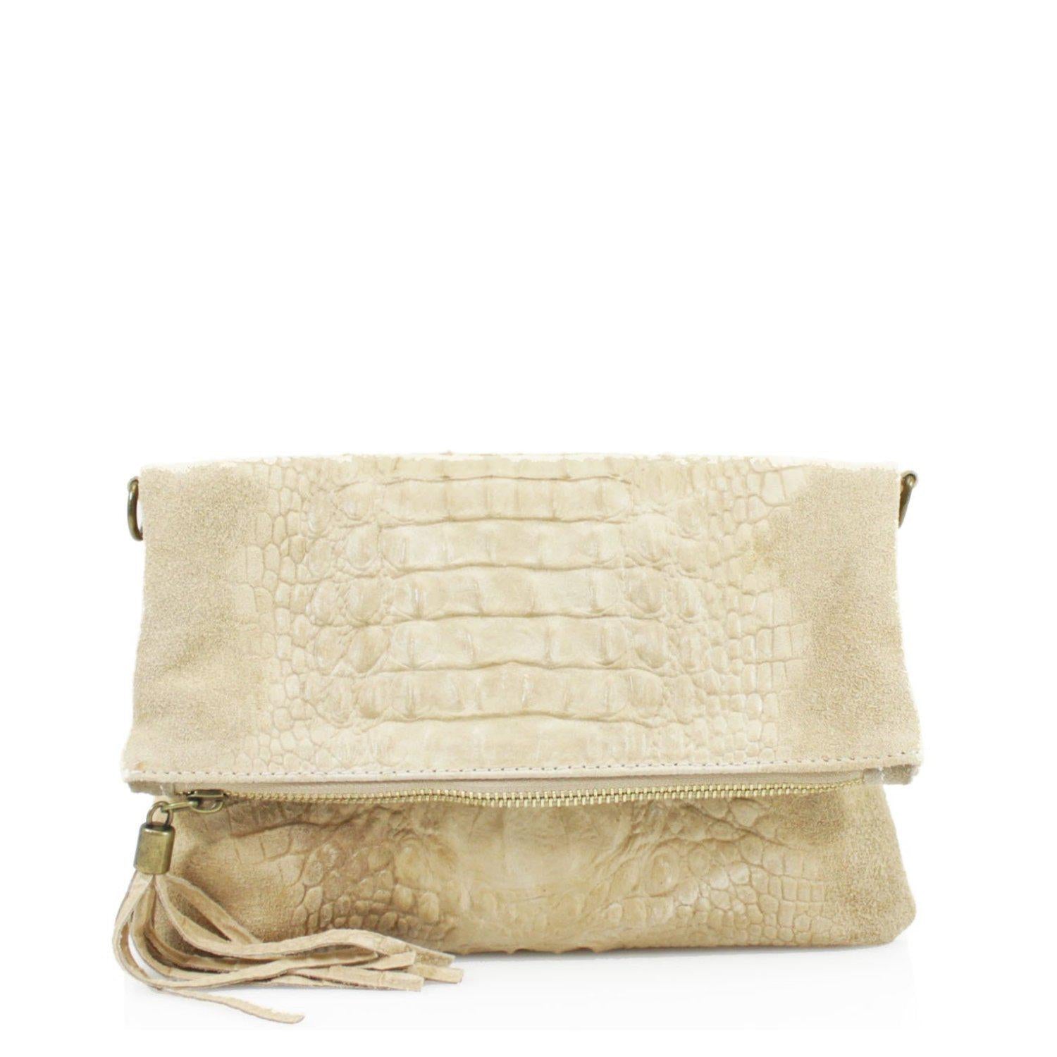 Leather Envelope Clutch Bag Snake Effect - Sleek Styles