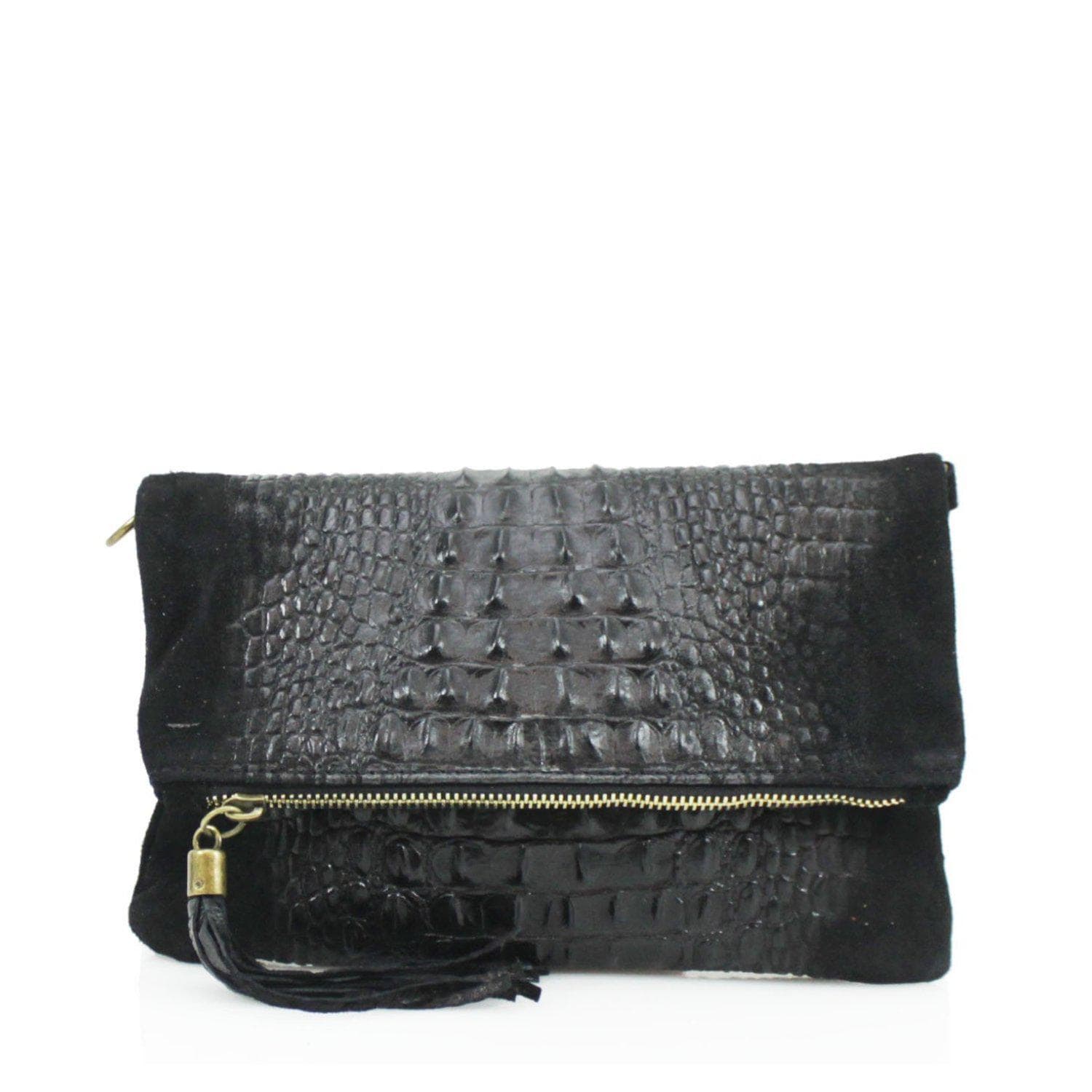 Leather Envelope Clutch Bag Snake Effect - Sleek Styles