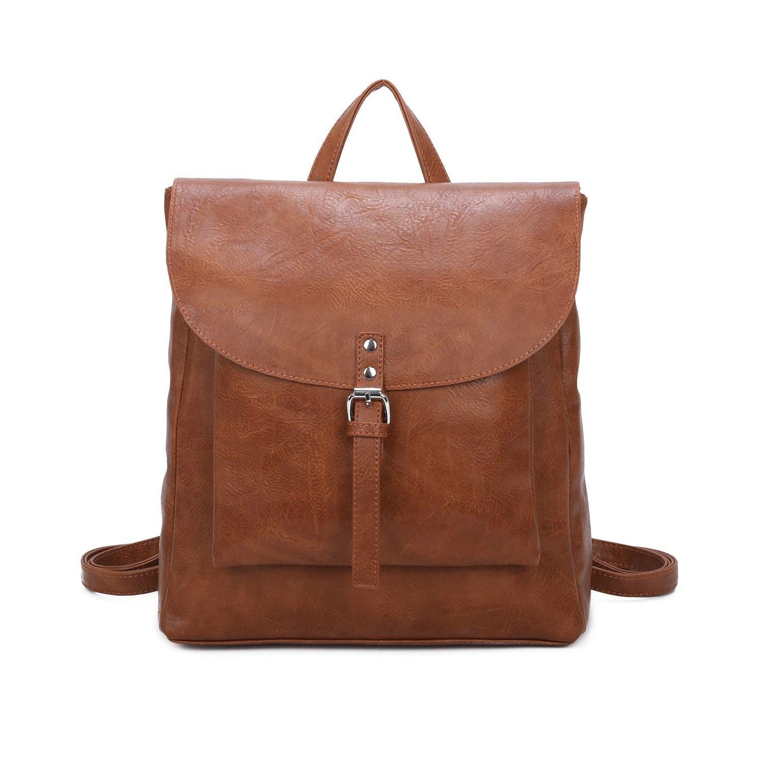 Womens Large Faux Leather Backpack Flap Rucksack Shoulder Bag Fashion Handbags - Sleek Styles