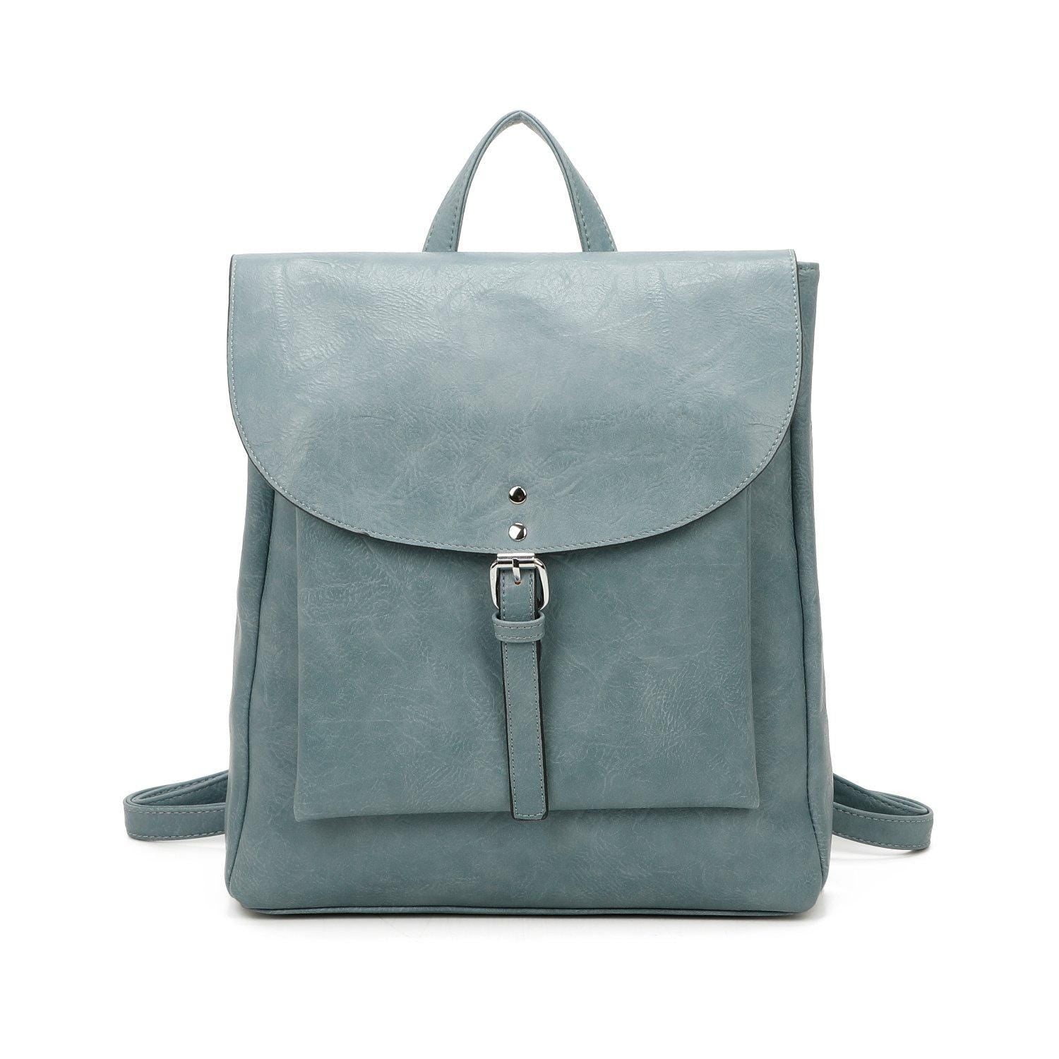 Womens Large Faux Leather Backpack Flap Rucksack Shoulder Bag Fashion Handbags - Sleek Styles